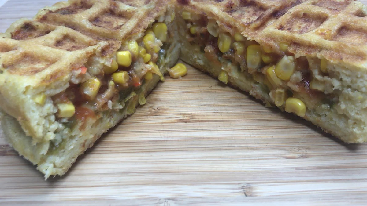 Corn Fritter Stuffed Waffle