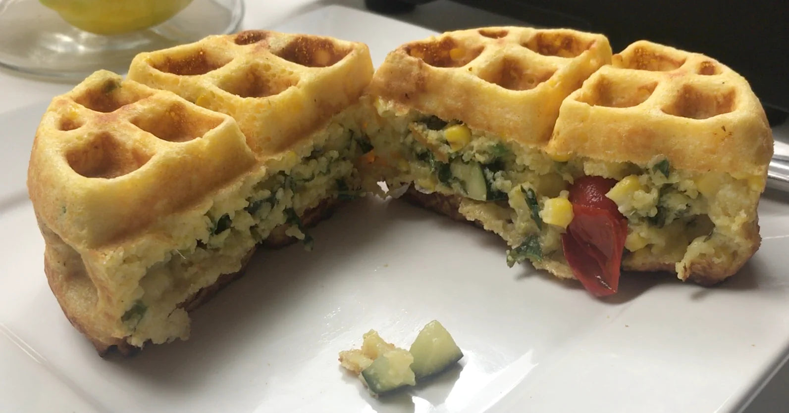 Tomato Herb Salad Stuffed Waffle