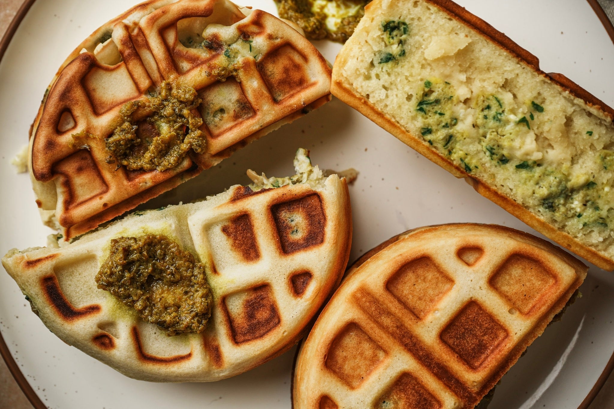 Chermoula Eggs Stuffed Waffle