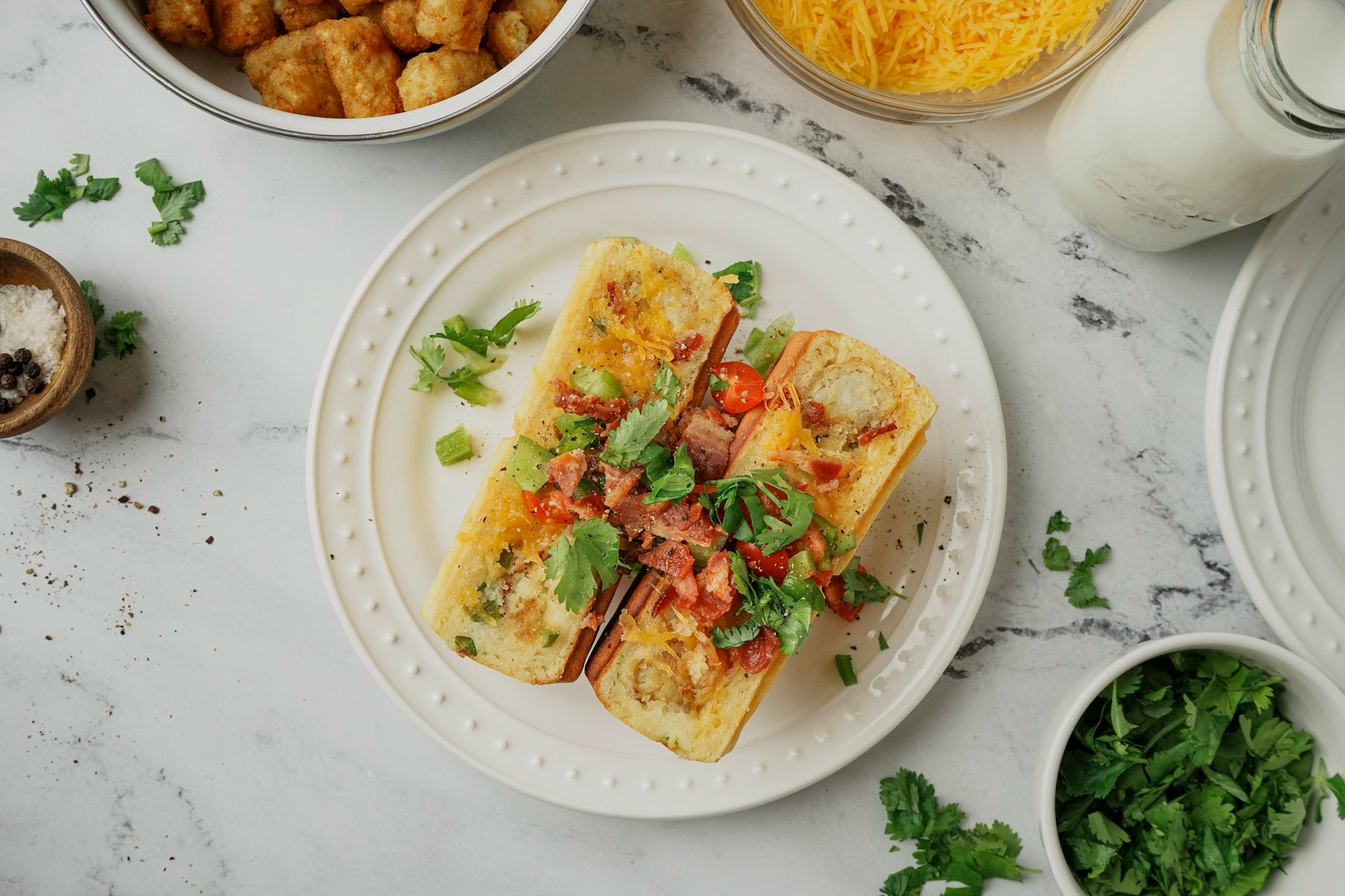 Gouda Eggs & Veggies Stuffed Waffle