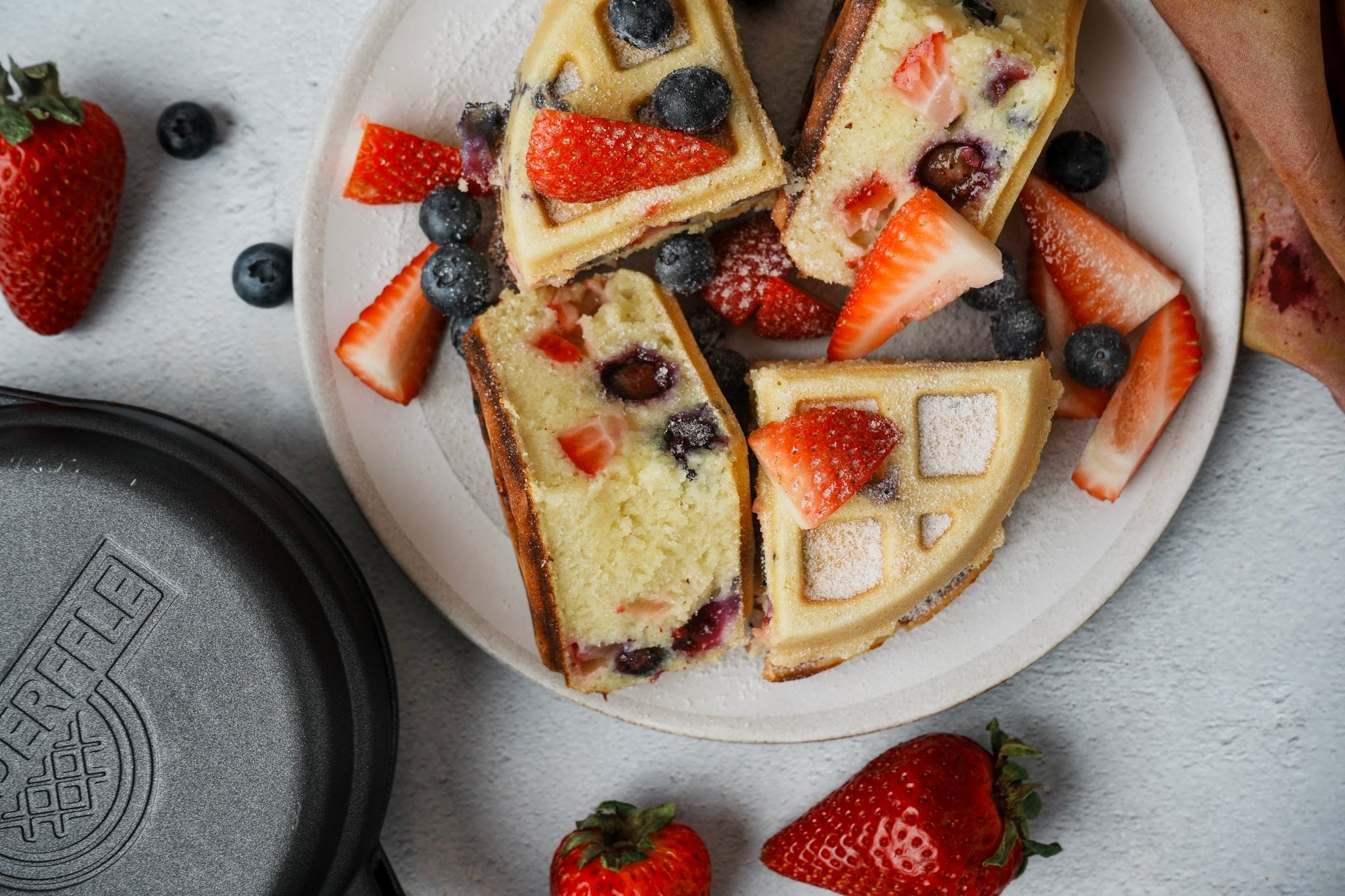 Mochi Strawberry Waffle Stuffed with Fruit