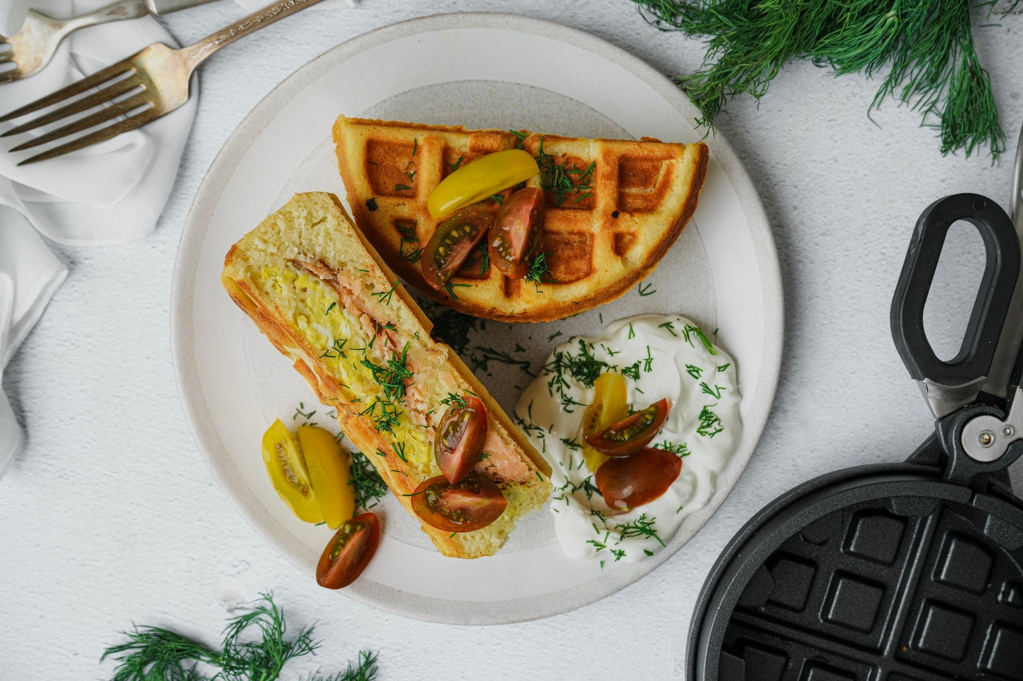 Smoked Salmon & Dill Stuffed Waffle