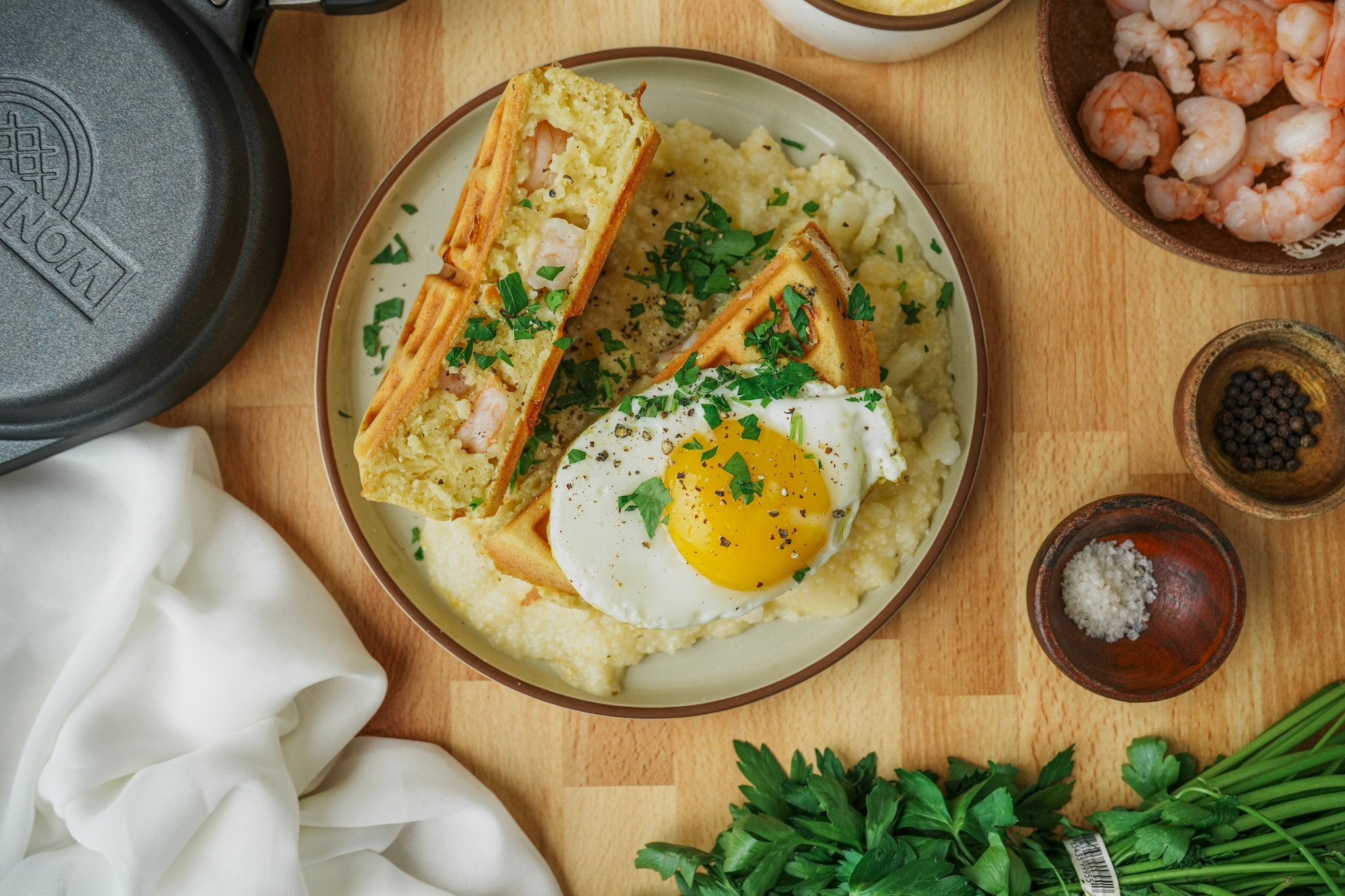 Shrimp & Grits Stuffed Waffle