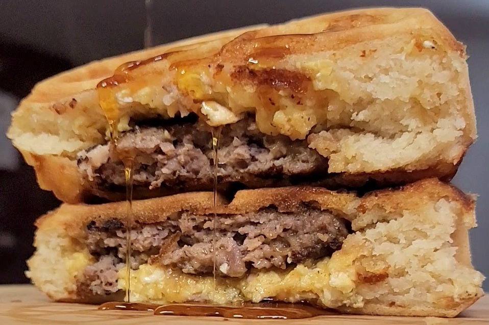 Sausage, Egg, & Cheese Stuffed Waffle