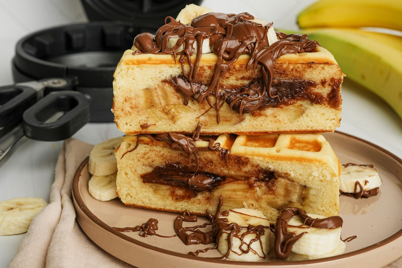 Banana Nutella Stuffed Waffle