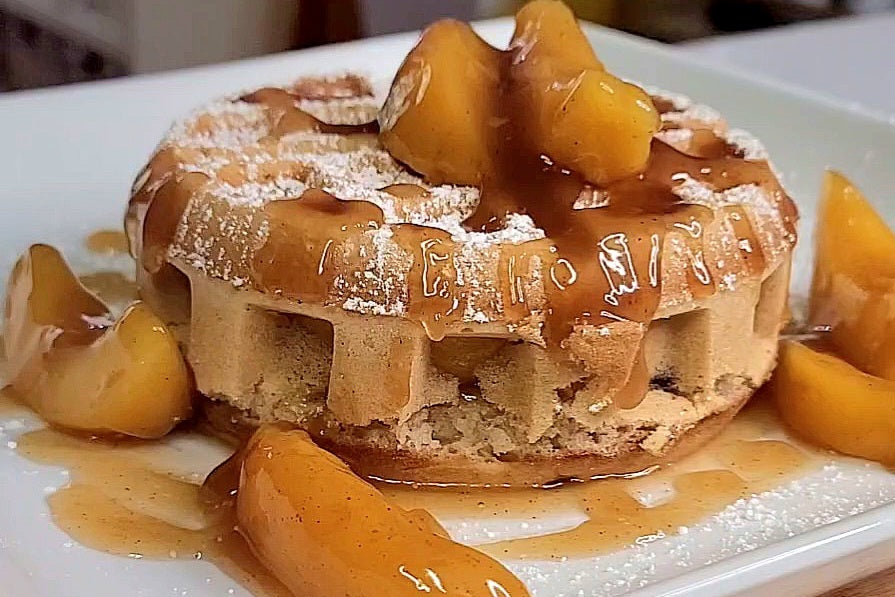 Peach Cobbler Stuffed Waffle