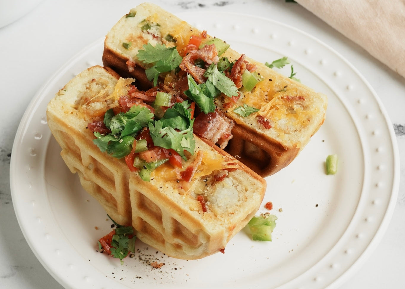 Loaded Tator Tots Stuffed Waffle