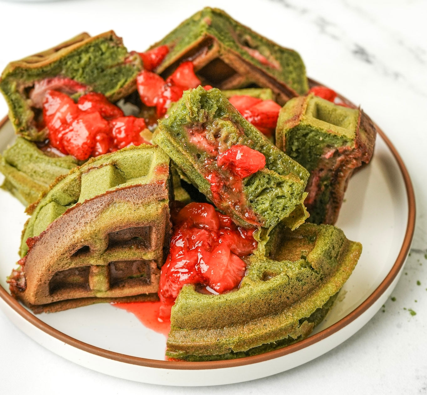 Fruit Stuffed Matcha Waffles